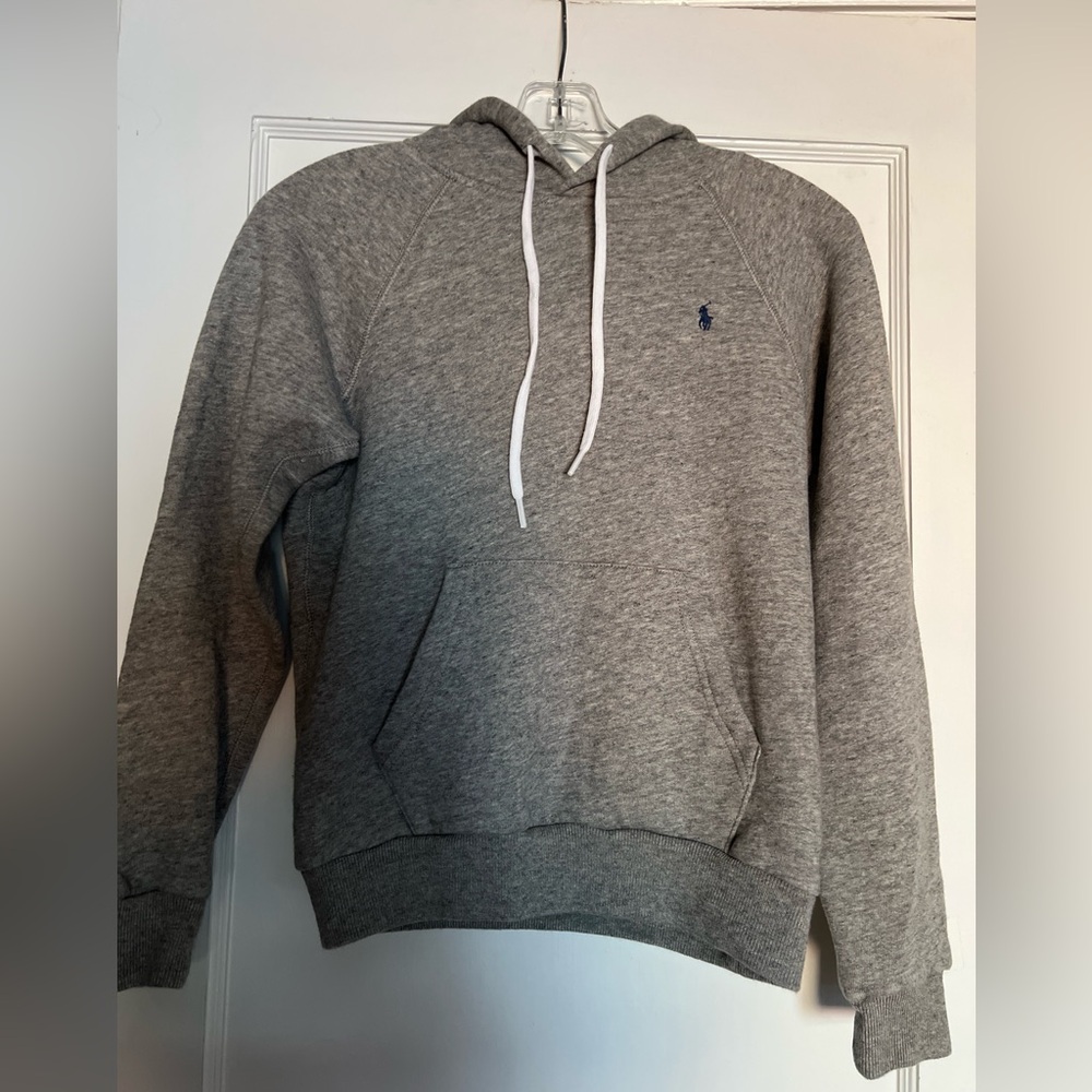 Polo Ralph Lauren Shrunken Fit Fleece Hoodie Pullover Grey Extra Small XS